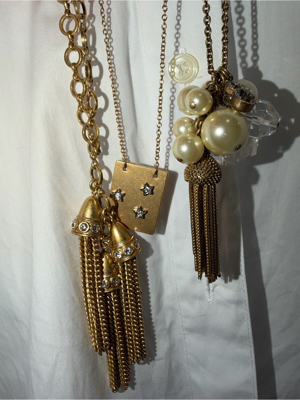 Three Fabulous J. Crew Gold-Tone Pendant Long Necklaces - Picture 2 of 13